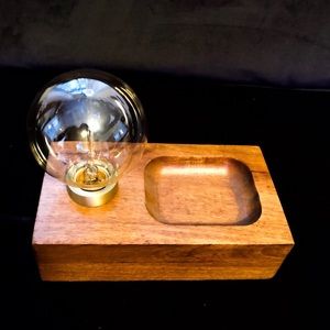 Solid Wood Block Lamp w/Oversized Bulb!